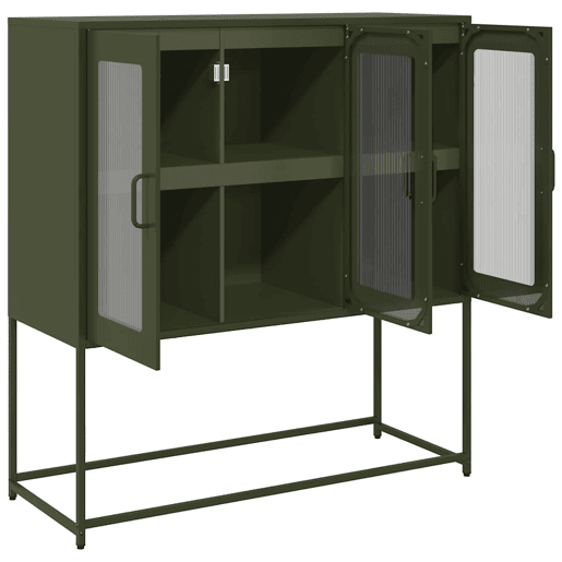 Aparador - Bufete - Móvei de apoio 100,5x39x107 cm aço laminado a frio verde-azeitona pt2317