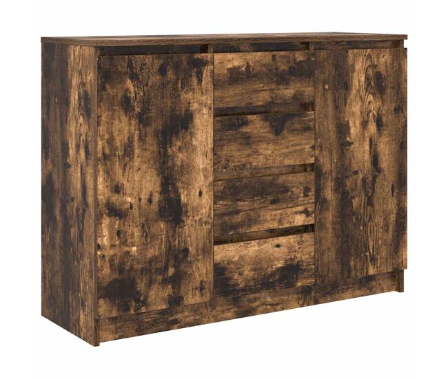 Aparador - mueble de almacenamiento con cajones roble ahumado 100,5x35x76 cm es1823