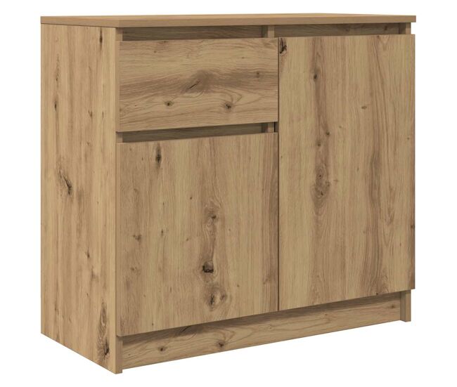 Aparador - mueble de almacenamiento con cajón roble artesanal 71x35x65cm madera ingeniería es1782