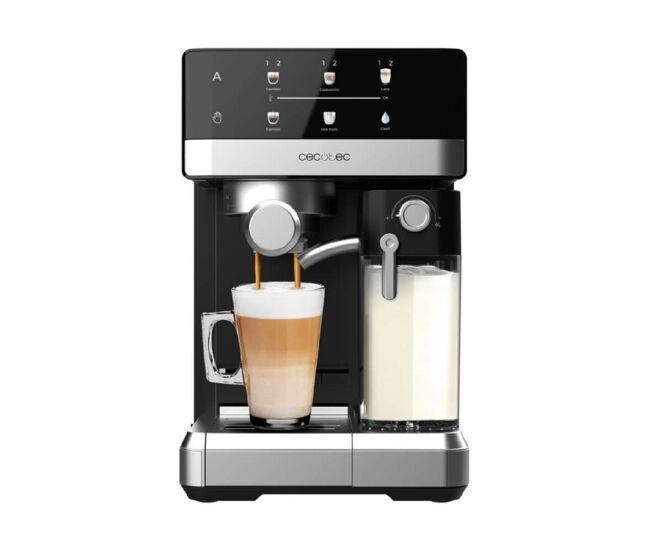 Cecotec cafetera express semiautomática táctil con depósito de leche power espresso 20 touch & cream. 1350w, sistema thermoblock