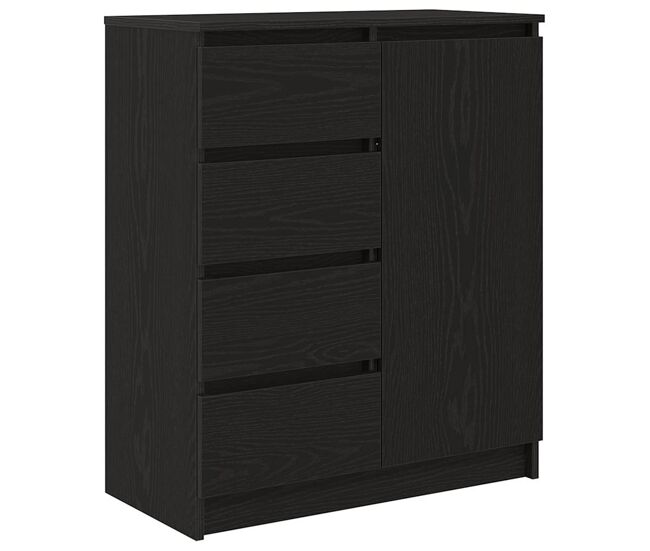 Aparador - mueble de almacenamiento con cajones roble negro 71x35x84 cm madera ingeniería es1834