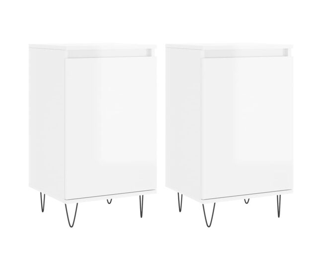 Aparador - muebles de almacenamiento 2 uds madera de ingeniería blanco brillo 40x35x70 cm es5177