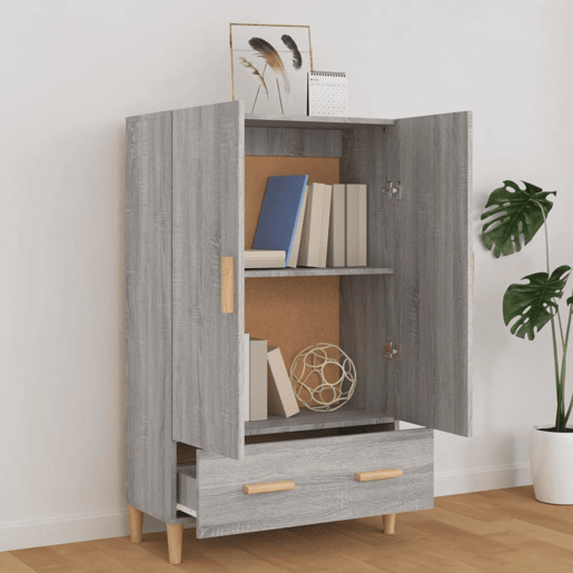 Armário alto - Bufete - Móvel de apoio 70x31x115 cm madeira processada cinzento sonoma pt534