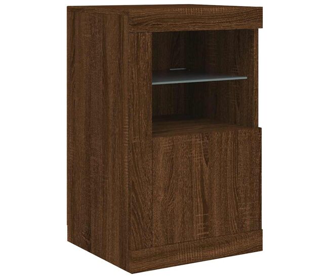 Aparador - mueble de almacenamiento con luces led madera de ingeniería roble marrón es2005