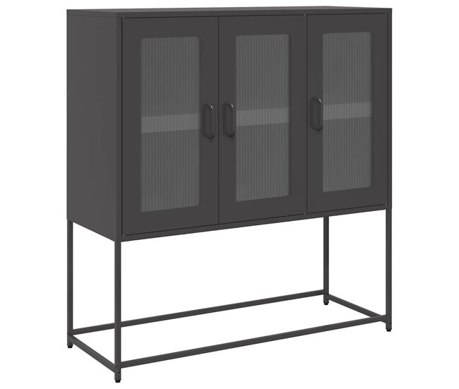 Aparador - mueble de almacenamiento de acero laminado en frío negro 100,5x39x107 cm es2290