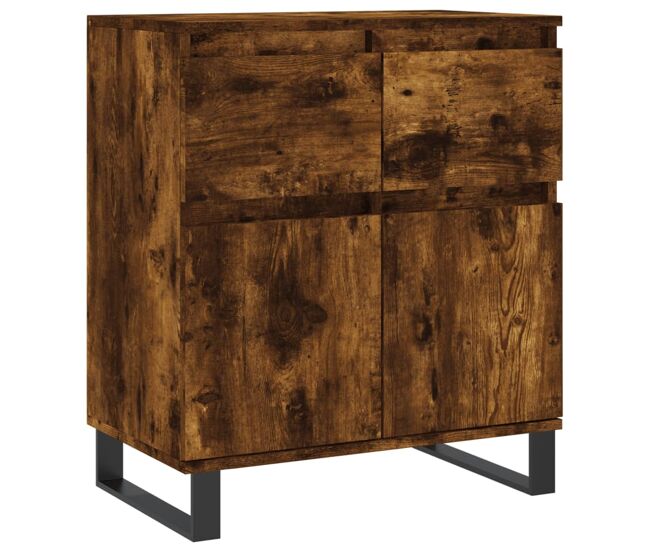 Aparador - mueble de almacenamiento madera contrachapada color roble ahumado 60x35x70 cm es4256