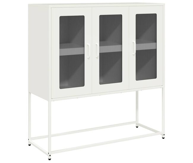 Aparador - mueble de almacenamiento de acero laminado en frío blanco 100,5x39x107 cm es2271
