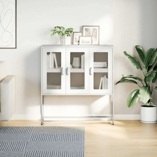 Aparador - Bufete - Móvei de apoio 100,5x39x107 cm aço laminado a frio branco pt2271