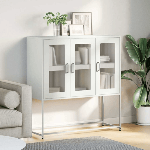 Aparador - Bufete - Móvei de apoio 100,5x39x107 cm aço laminado a frio branco pt2271