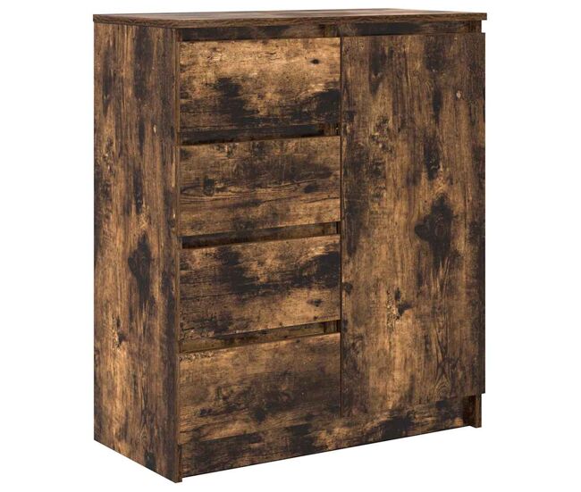 Aparador - mueble de almacenamiento con cajones roble ahumado 71x35x84cm madera ingeniería es1826