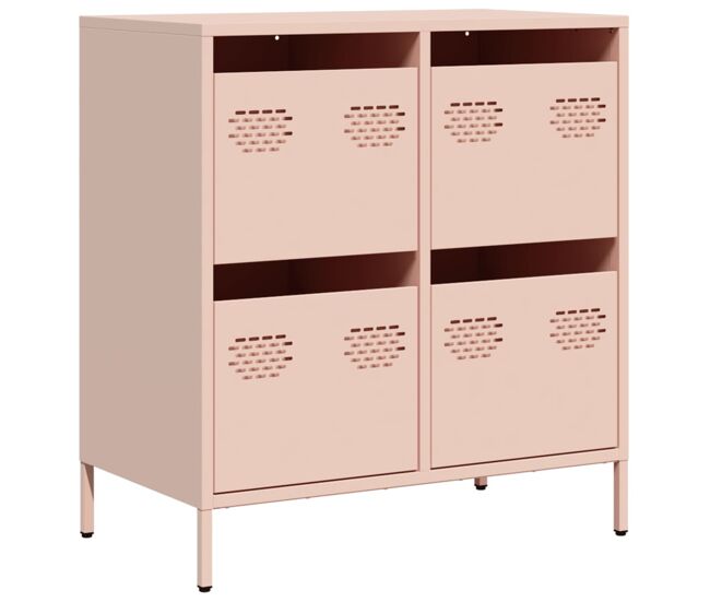 Aparador - mueble de almacenamiento de acero laminado en frío rosa 68x39x73,5 cm es2314