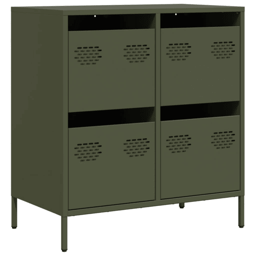 Aparador - Bufete - Móvei de apoio 68x39x73,5 cm aço laminado a frio verde-azeitona pt2326