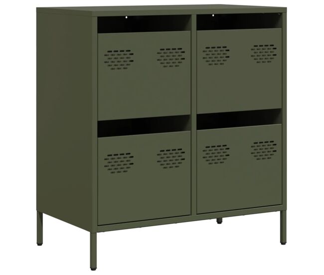 Aparador - mueble de almacenamiento de acero laminado en frío verde oliva 68x39x73,5 cm es2326