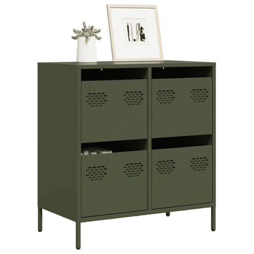 Aparador - Bufete - Móvei de apoio 68x39x73,5 cm aço laminado a frio verde-azeitona pt2326