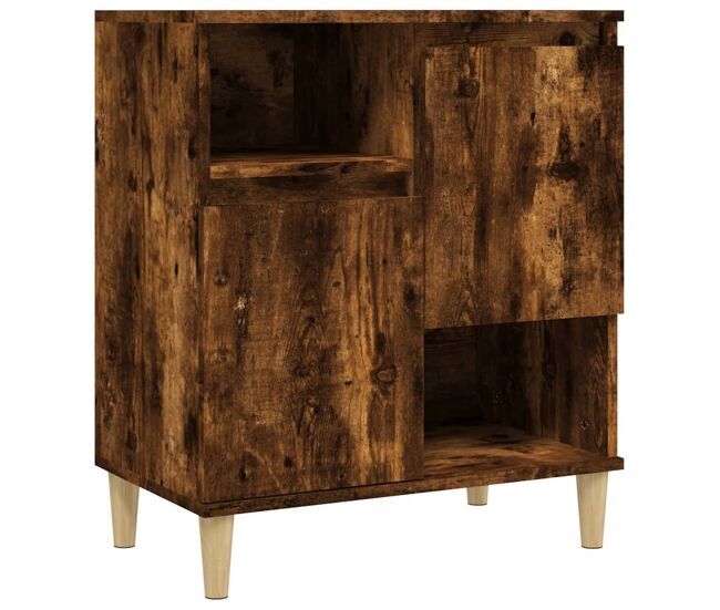 Aparador - mueble de almacenamiento madera contrachapada color roble ahumado 60x35x70 cm es4243