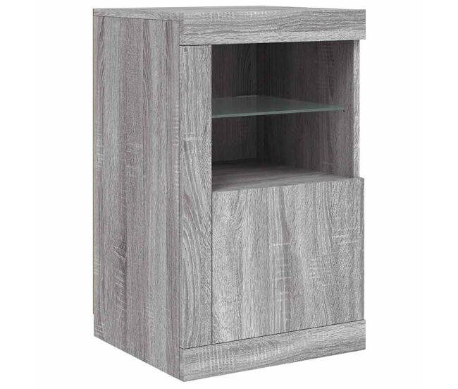 Aparador - mueble de almacenamiento con luces led madera de ingeniería gris sonoma es2000