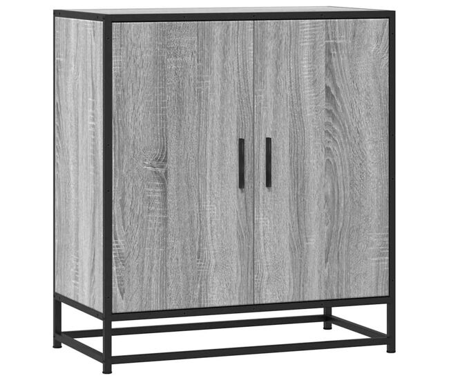 Aparador - mueble de almacenamiento madera ingeniería y metal gris sonoma 68x35x76 cm es4611