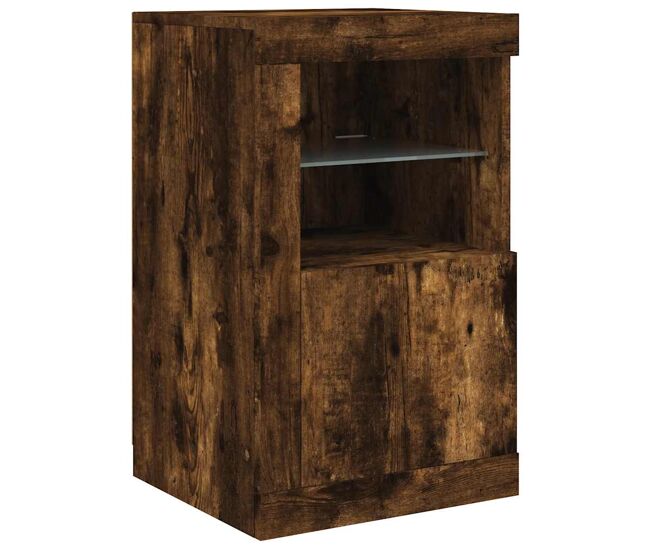 Aparador - mueble de almacenamiento con luces led madera de ingeniería roble ahumado es2004
