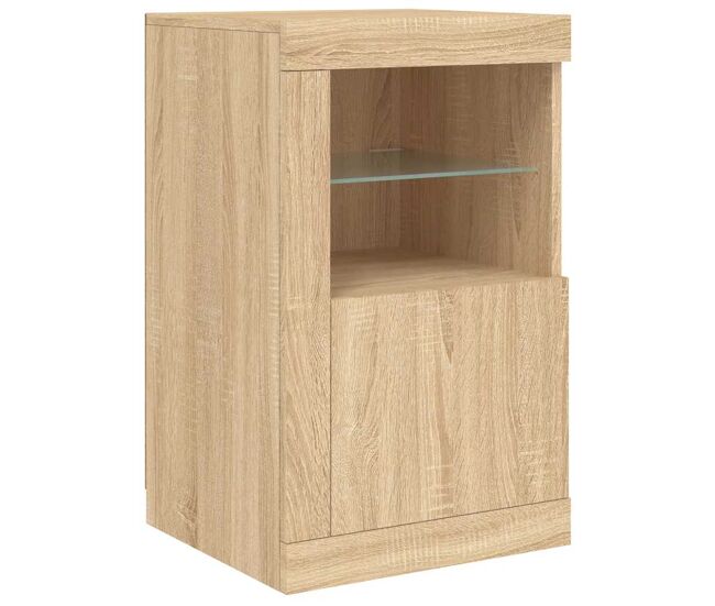 Aparador - mueble de almacenamiento con luces led madera de ingeniería roble sonoma es2007