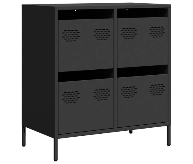 Aparador - mueble de almacenamiento de acero laminado en frío negro 68x39x73,5 cm es2300
