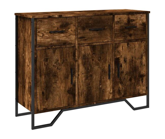 Aparador - mueble de almacenamiento madera de ingeniería roble ahumado 97x32,5x74,5 cm es4555