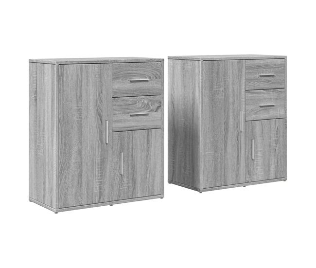 Aparador - mueble de almacenamiento de madera de ingeniería 2 uds gris sonoma 60x31x70 cm es3116