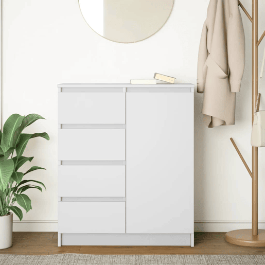 Aparador - Bufete - Móvei de apoio com gavetas 71x35x84 cm derivados de madeira branco pt1810