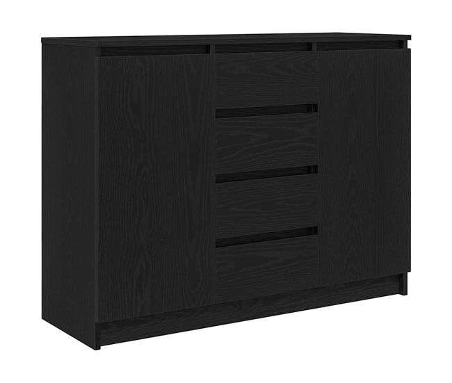 Aparador - mueble de almacenamiento con cajones roble negro 100,5x35x76 cm es1831