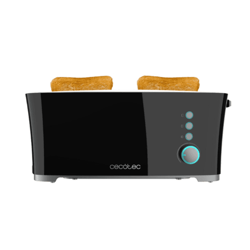 Cecotec Torradeira de pão de duas ranhuras largas e compridas com capacidade para duas torradas.