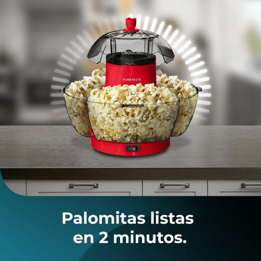 Cecotec Fun&Taste P'Corn Lotus Máquina de pipocas de 1200 W, Pipocas prontas em 2 minutos, inclui 4 recipientes amovíveis com uma capacidade total de 4,5 l.