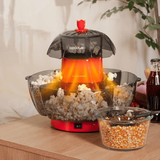 Cecotec Fun&Taste P'Corn Lotus Máquina de pipocas de 1200 W, Pipocas prontas em 2 minutos, inclui 4 recipientes amovíveis com uma capacidade total de 4,5 l.