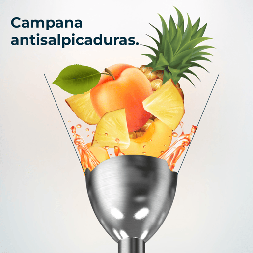 Cecotec Varinha mágica de 2300 W, tecnologia CrossBlades com lâminas de 4 folhas, revestimento de titânio preto, pé XL extracomprido, proteção antissalpicos e seletor de velocidade com função Pulse. Inclui copo de 700 ml com tampa. Cecotec Varinha mágica de 2300 W, tecnologia CrossBlades com lâminas de 4 folhas, revestimento de titânio preto, pé XL extracomprido, proteção antissalpicos e seletor de velocidade com função Pulse. Inclui copo de 700 ml com tampa.