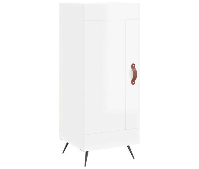 Aparador - mueble de almacenamiento de madera contrachapada blanco brillante 34,5x34x90 cm es2561