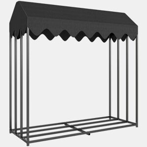 Outsunny Suporte de Lenha Metálico para Exterior, 186x70x185 cm, com Cobertura Impermeável 600D Oxford, Estrutura de Aço, para Lareiras, Jardim e Terraços