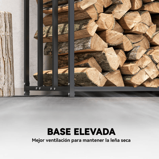 Outsunny Suporte de Lenha Metálico para Exterior, 186x70x185 cm, com Cobertura Impermeável 600D Oxford, Estrutura de Aço, para Lareiras, Jardim e Terraços