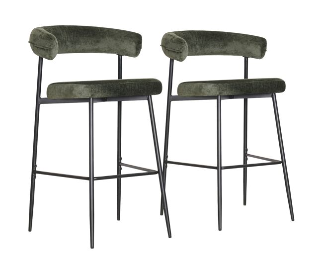 Pack de 2 taburetes de bar de tela verde thea