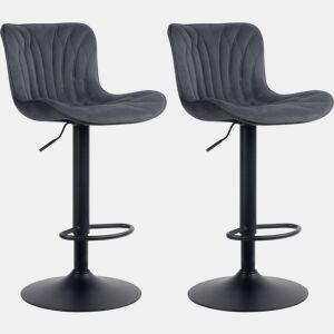 Conjunto de 2 banquetascadeiras altas com costura decorativa em tecido de veludo preto e pés de metal preto 10_0004329