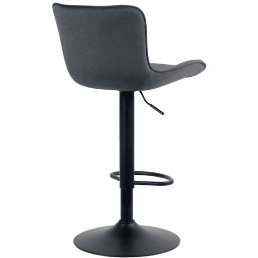 Conjunto de 2 banquetascadeiras altas com costura decorativa em tecido de veludo preto e pés de metal preto 10_0004329