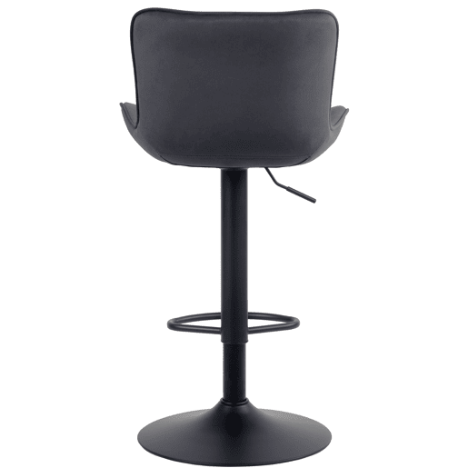 Conjunto de 2 banquetascadeiras altas com costura decorativa em tecido de veludo preto e pés de metal preto 10_0004329