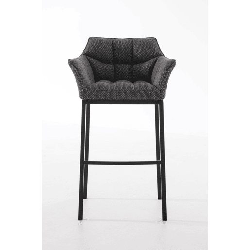 Banqueta alta para bar assento com costura quadrada em tecido cinza titânio 4 pés estáveis u200Bu200Bde metal preto 10_0004706