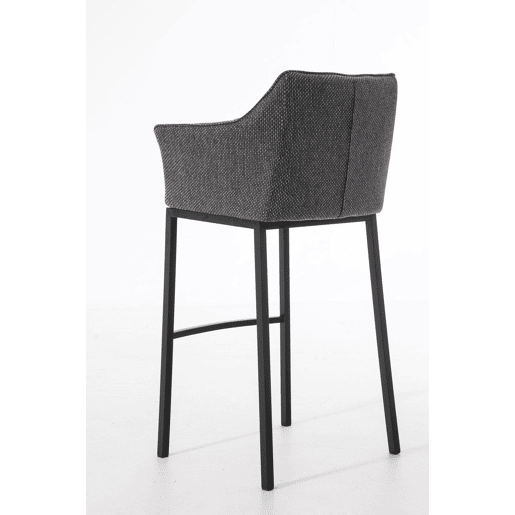 Banqueta alta para bar assento com costura quadrada em tecido cinza titânio 4 pés estáveis u200Bu200Bde metal preto 10_0004706