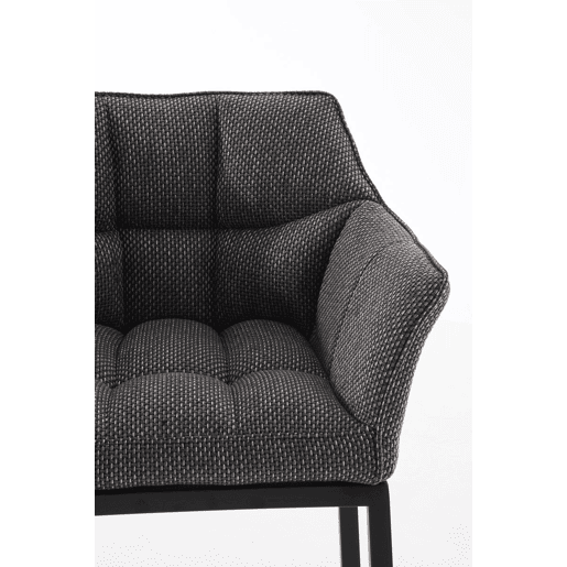 Banqueta alta para bar assento com costura quadrada em tecido cinza titânio 4 pés estáveis u200Bu200Bde metal preto 10_0004706