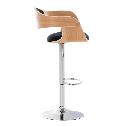 Conjunto de 2 banquetas de bar com design escandinavo em tecido preto e estrutura de madeira clara 10_0004253