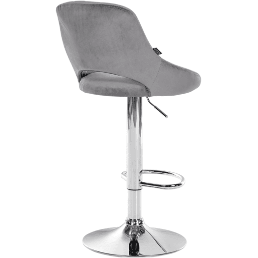 Conjunto de 2 banquetas de bar com apoio para os pés arqueado assento em tecido cinza estrutura metálica TDB10758