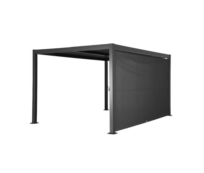 Pérgola bioclimática de aluminio y acero 3x4m + toldo 4m antracita - 392x292x232 cm