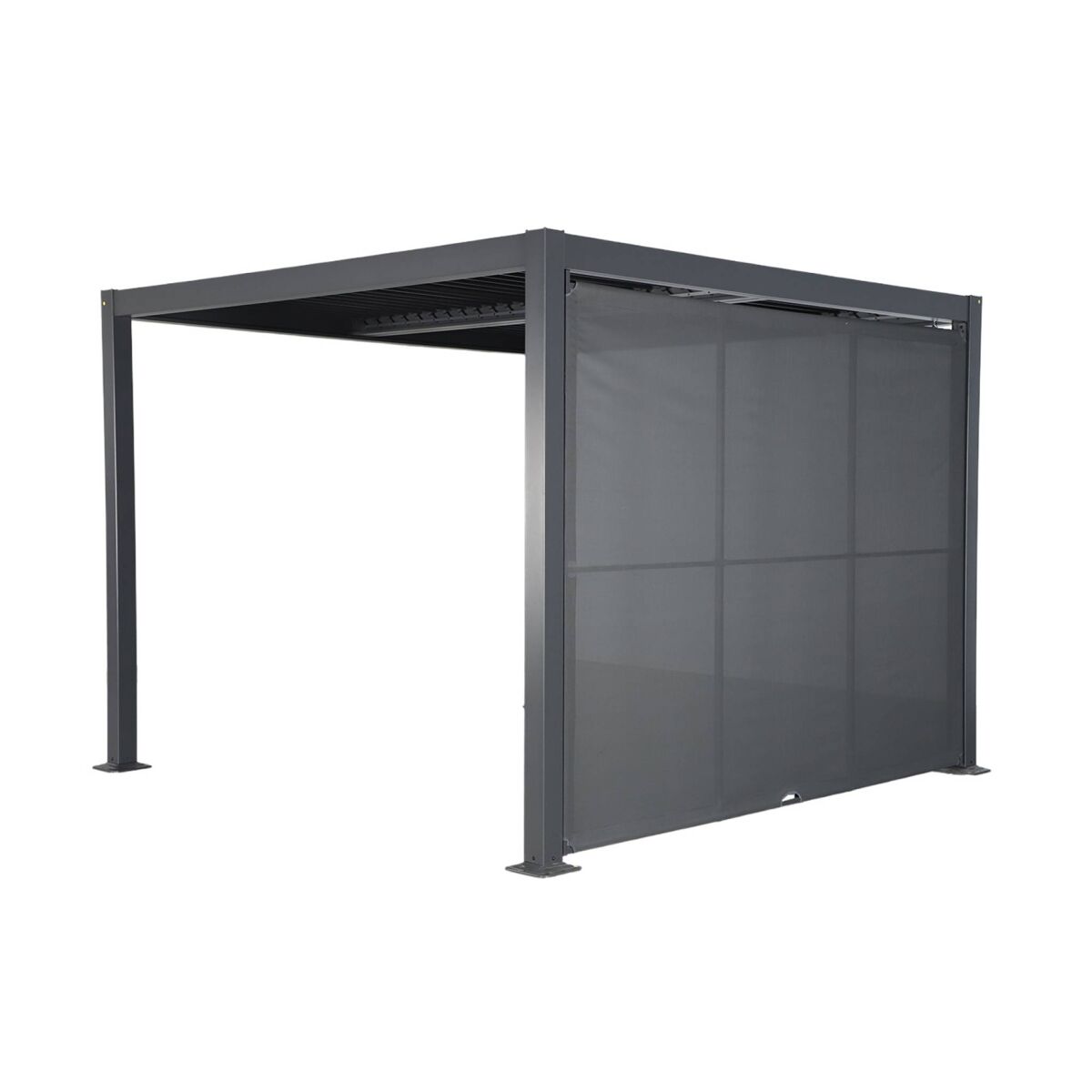 pergola bioclimatica de aluminio y acero 3x3m  toldo 3m  antracita - 292x292x232 cm
