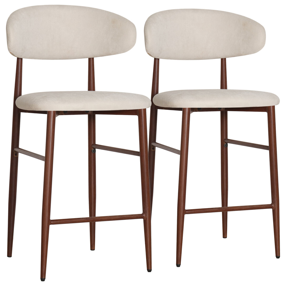 Pack de 2 taburetes de bar de metal efecto madera beige oscuro simon