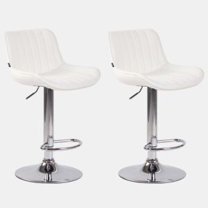 Conjunto de 2 banquetas altas em PVC branco com costura vertical e estrutura de metal cromado 10_0004277