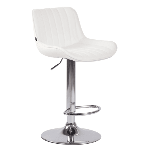 Conjunto de 2 banquetas altas em PVC branco com costura vertical e estrutura de metal cromado 10_0004277
