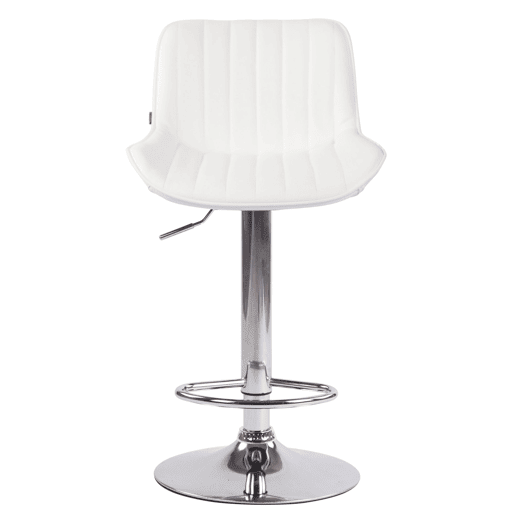 Conjunto de 2 banquetas altas em PVC branco com costura vertical e estrutura de metal cromado 10_0004277